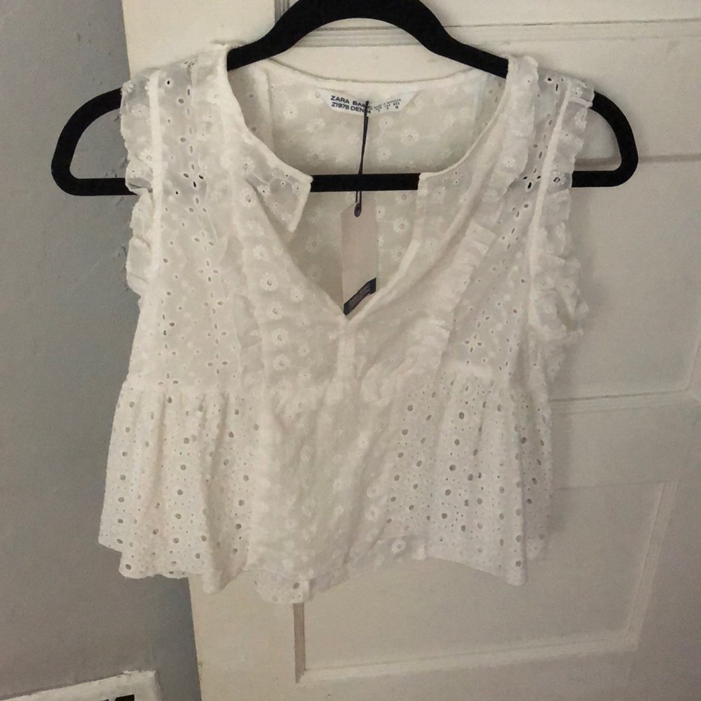 White lace crop top